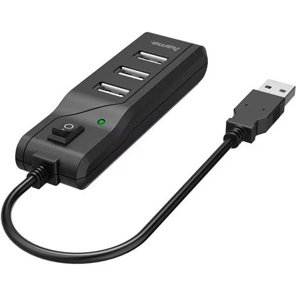 Hub USB HAMA 200118, USB 2.0, comutator switch, negru