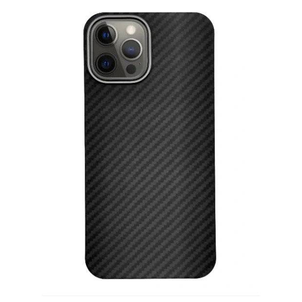 Husa Cover Hard X-Fitted Carbon Aramid Magsafe pentru iPhone 12 Pro Max Negru
